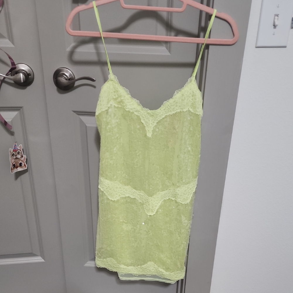 Victoria's Secret Lime Lace Slip Dress